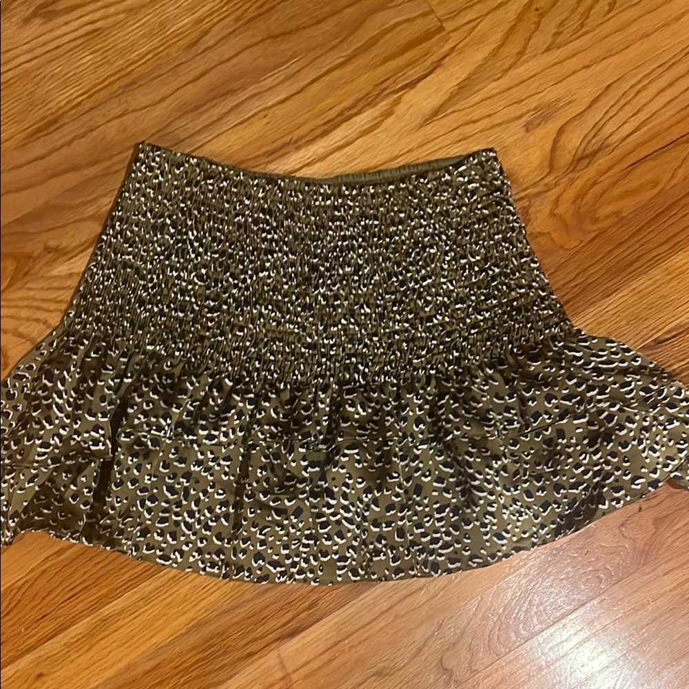 Leopard Print Skirt with smocked waist